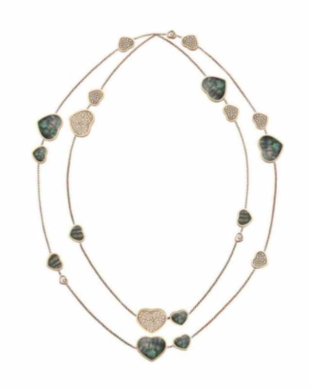 18K Rose Gold Happy Hearts Diamond and Mother of Pearl Sautior Necklace